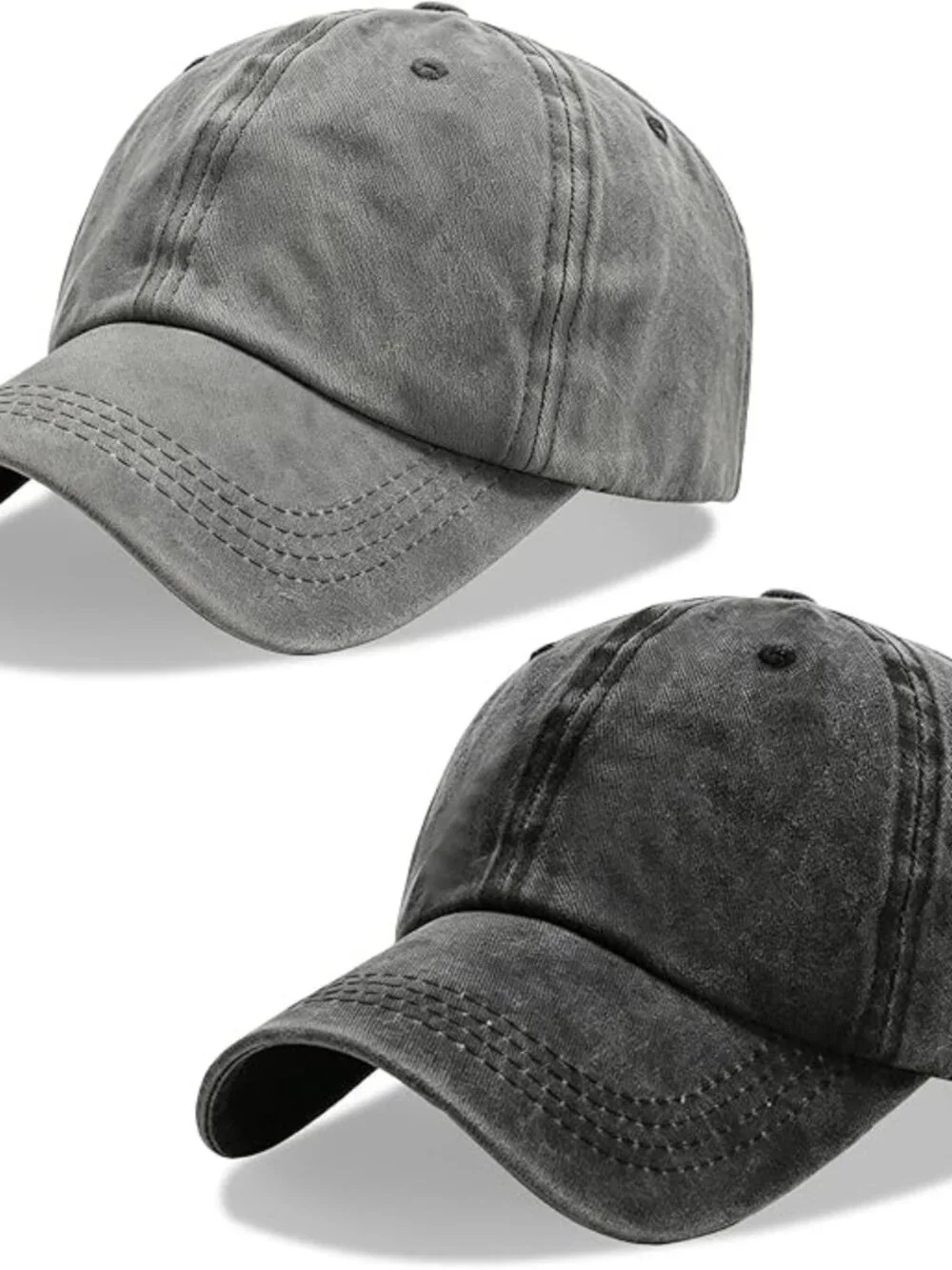 2Pack Vintage Washed Cotton Baseball Caps, Adjustable Low Profile Dad Hat, Uncon